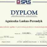 Certyfikat ukończenia szkolenia Dr Agnieszka Laskus